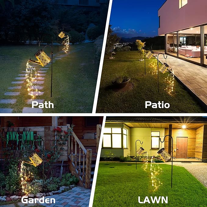 Otdair Solar Watering Can with Lights, Outdoor Garden Decor Waterproof Solar Garden Lights for Outdoor Pathway Yard Lawn Patio Party Decorations Gifts for Mom Grandma Birthday