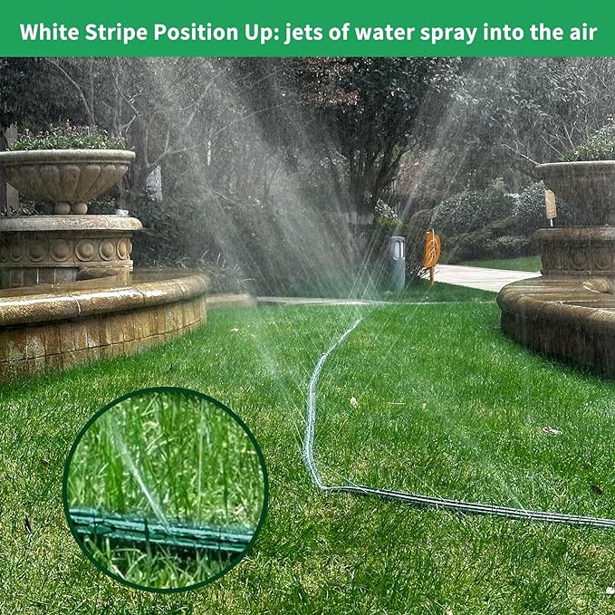 Watoo 2025 150 FT Flat Sprinkler Hose for Lawn Watering Garden Soaker Hose with Holes, Heavy Duty Lightweight No-Kink Water Hose with Stakes, Irrigation Hose, Great Fun for Kids and Dog