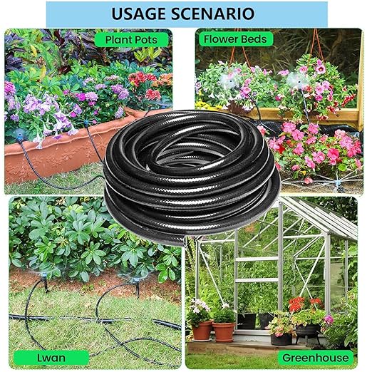 40Ft(12m) 1/2 "Drip Hose Garden Irrigation System Mainline Hose for Garden Irrigation Systems and Irrigation Components 1/2" Straight Connector-3-Way Connector-End Cap