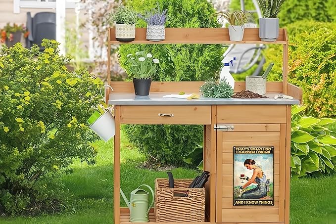 Bestylez Gardening Gifts Vintage Gardening Tin Sign That's What I Do I Garden Sign for Home Garden Greenhouse Living Room Bedroom Outdoor Decor 8X12 Inch (3166)