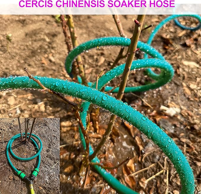 Soaker Hose 1/2inchx 25ft,Green Rubber Hose Water Saving up to 70%,Durable Flexible Soaker Hose that irrigation for Patio Lawn,Trees,Vegetables and Flowers. …