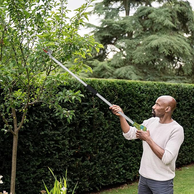 GARTOL Pruner for Garden, Cut Upto 1/2 Inch & Hold Pole Pruner, Lightweight Fruit Picker with 180 Degree Rotating Handle, Long Reach Tree Branch Cutter with Aluminum Pole, 4.2 FT, Silver