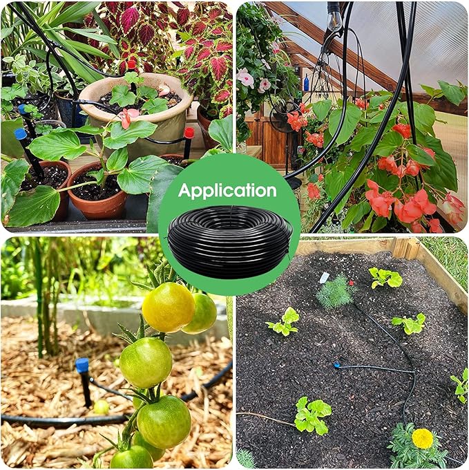 50FT 1/4 inch Drip Irrigation Tubing Distribution Hose Tube for Garden Irrigation System