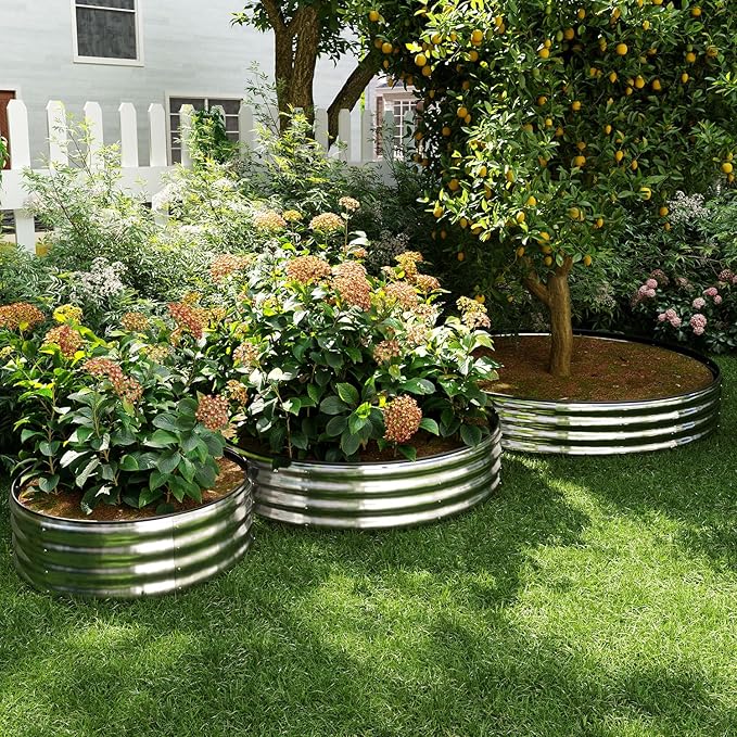 Galvanized Metal Round Raised Garden Bed Outdoor for Gardening Raised Garden Bed Kit,3x3x1FT Garden Raised Planter Box Outdoor