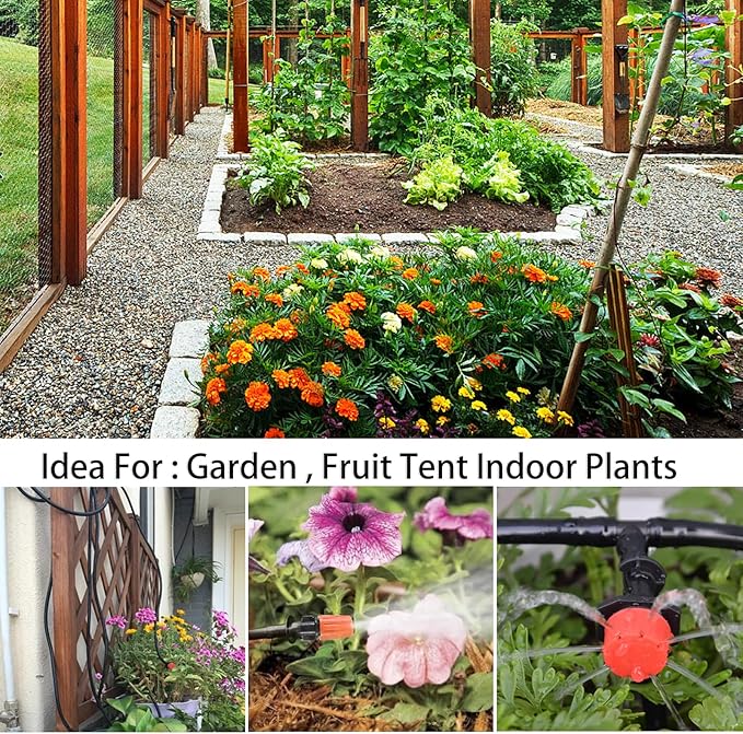 Drip Irrigation Kit, Garden Irrigation System 1/4" Blank Distribution Tubing Watering Drip Kit/DIY Saving Water Automatic Watering System for Garden, Greenhouse, Flower Bed, Patio, Lawn