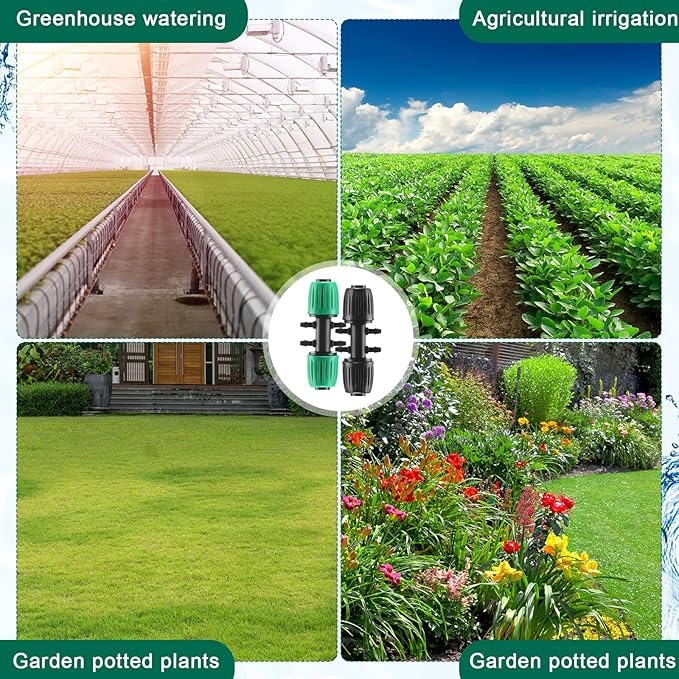 32 Pcs Barbed Tee 1/2 Inch to 1/4 Inch Irrigation Tube Irrigation Diverter Drip Tape Adapter (0.6-0.63 OD) 16mm PE Pipe Lock Female Connector to 47 Pipe Variable Diameter Six-Way Adapter