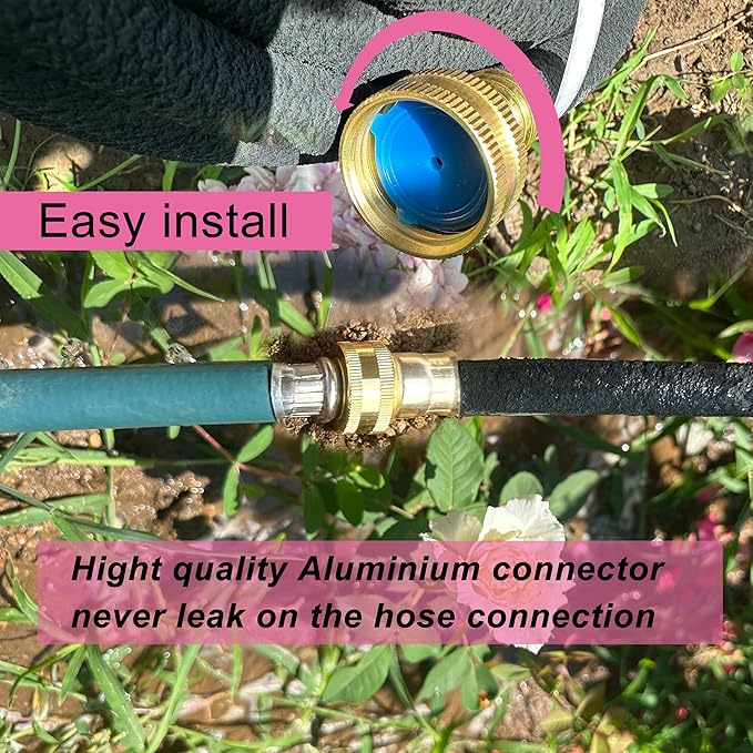 Rubber Soaker Hose, 5/8 inch, 25ft Garden Hose for Irrigation,Water-Saving up to 70%, Aluminium Connector Leak-Proof, Heavy-duty Hose, Watering for Trees,Lawns, Vegetables and Flowers.