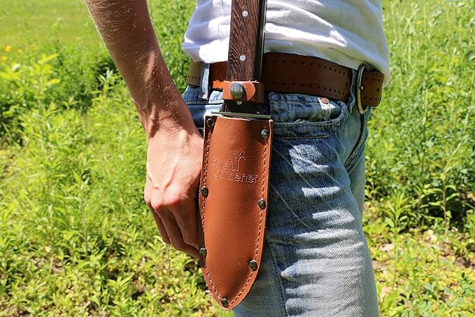 Hori Hori Knife, Premium Japanese Gardening Knife - Full Tang Garden Knives with Leather Sheath