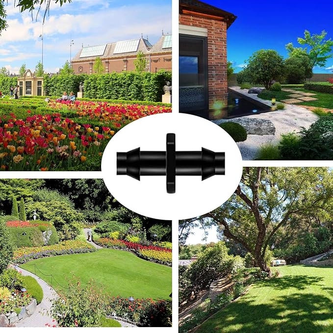 200Pcs Drip Irrigation Connectors, HOINCO Drip Irrigation Barbed Connectors Fit for 1/4-Inch Tubing, Irrigation Straight-Through Joints, Garden Lawn Water Hose Connectors for Drip or Sprinkler Systems