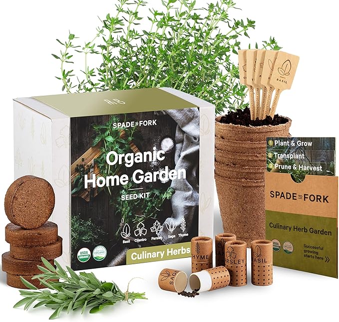 Organic Herb Garden Kit Indoor - Certified Organic & Made in USA | Herb Plants for Women and Men, Indoor Herb Garden Starter Kit, Herb Growing Kit Indoor, Plant Growing Kit, Herb Starter Kit Plant Kit