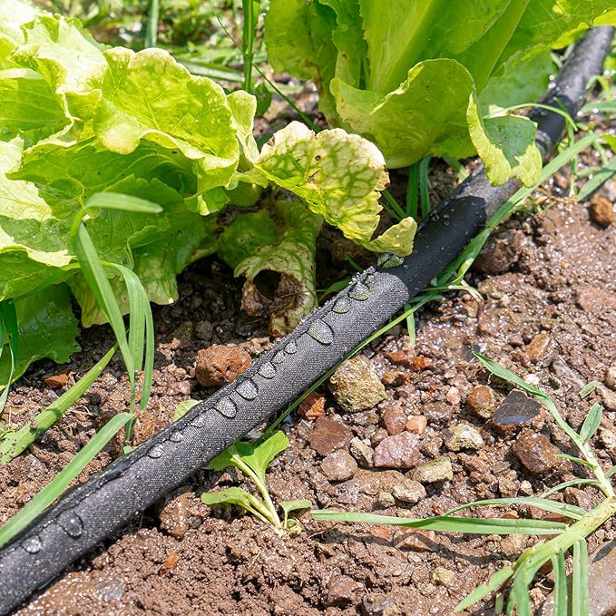 Flat Soaker Hose for Garden Bed, 25/50/75/100ft 1/2" Linkable Consistent Drip Irrigation Hose Save 80% Water Leakproof Double Layer Sprinkler Garden Hose with Holes (25FT 2Packs/50FT)