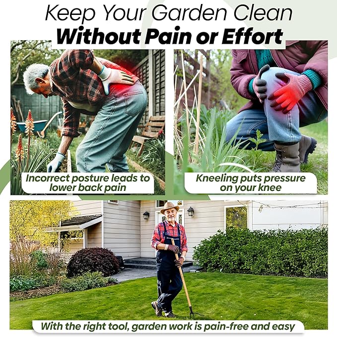 Weed Puller Tool Stand Up with Claw Gloves, Heavy Duty Long Handled Weeder with Ergonomic Design, Weed Remover for Dandelions, Crabgrass, Root Puller, Ideal Weeding Tool for Yard