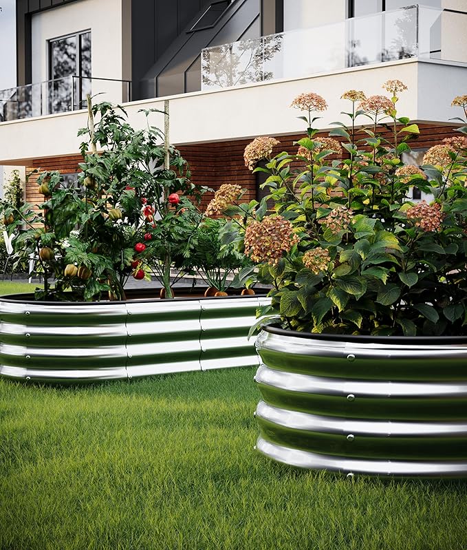 Galvanized Metal Planter Raised Garden Bed Kit for Gardening Outdoor,4x2x1ft Planter Grow Garden Box Raised Flower Bed