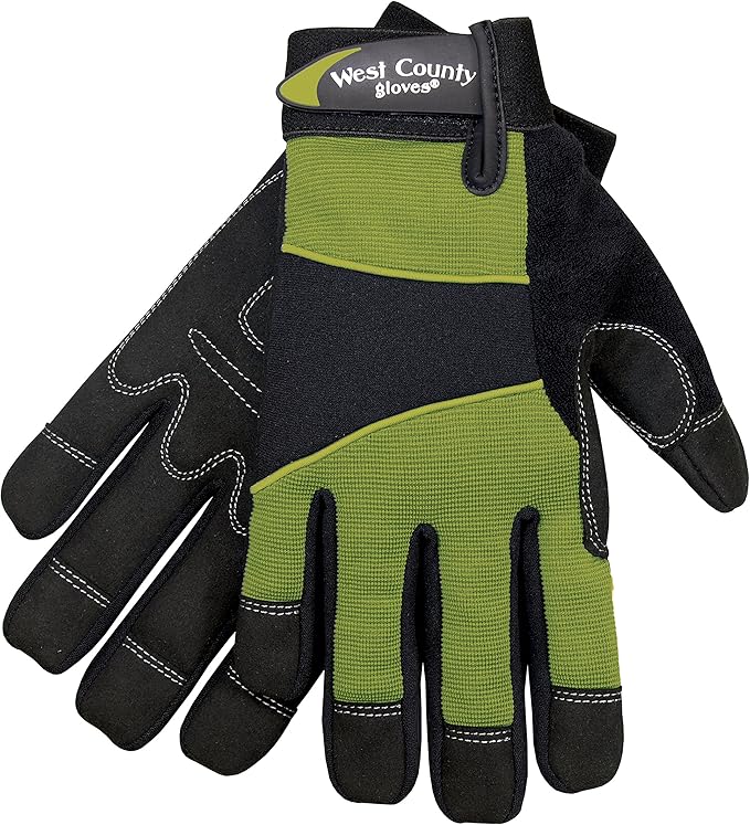 West County 013S/L Men's Gloves –Large, Stem, Work Gloves with Four-Way Spandex Backing, Adjustable Cuff
