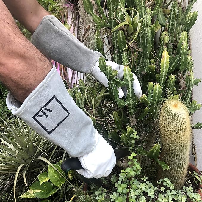Rose Pruning Gloves Gauntlet Garden Gloves Leather Long Gardening Gloves for Women Rose Gloves Cut Proof Work Gloves White Garden Gloves for Rose Gardening Gloves Rose Bushes Ready to Plant Cowhide S