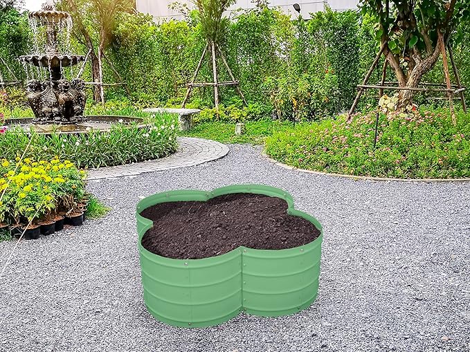 Galvanized Raised Garden Beds Outdoor // 3×3×1 ft Planter Raised Beds for Gardening, Vegetables, Flowers // Large Metal Garden Box (Light Green) // Patented Tool-Free Design