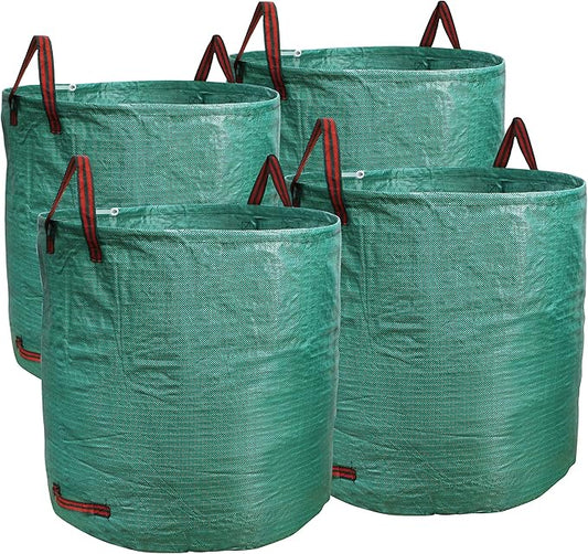 PHYEX Professional 4-Pack 132 Gallon Gardening Bags for Lawn Yard, Extra Large Reusable Leaf, Waste and Trash Container