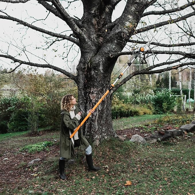 Fiskars 7-16 ft. Extendable 2-in-1 Pruner and Pole Saw For Tree Trimming, Tree Trimmer with Chain-Drive for Cutting Branches up to 1.25" Diameter with More Power, Garden Tools