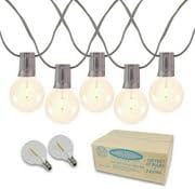 Novelty Lights 100 Feet G40 LED Patio String Lights with 67 Bulbs, Warm White, Weather Resistant and Shatterproof Replaceable Plastic Globe Bulbs, Brown Wire