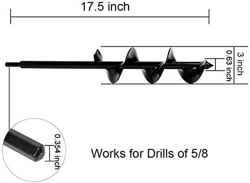 ERYTLLY Bulb Planter, Auger Spiral, Garden Planter Tool 3 x 17.5 inch,Rapid Umbrella Hole Digger for Planting Bulb Seedlings Bedding Tulips, and Digging Weeds Roots