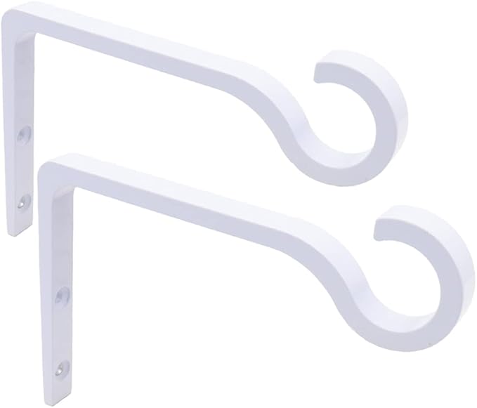 White Hanging Plant Bracket 6inch Metal Plant Hook Shepherds Hook Decorative Wall Plant Hanger for Hanging Lanterns, Bird Feeder, Flower Basket, Home Decor Indoor & Outdoor 2pack