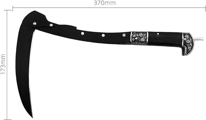 Black Sharp Edge Folding Sickle Weeder Gargening Hand Tool Portable Safety Wooden Handle Manual Grass Lawn with Sheath