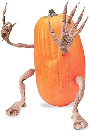 Plow & Hearth Set of 4 Bendable Pumpkin Arms and Legs | Create Whimsical Halloween Decor | Spooky Vine Design | Includes 2 arms and 2 Legs, Iron, Orange