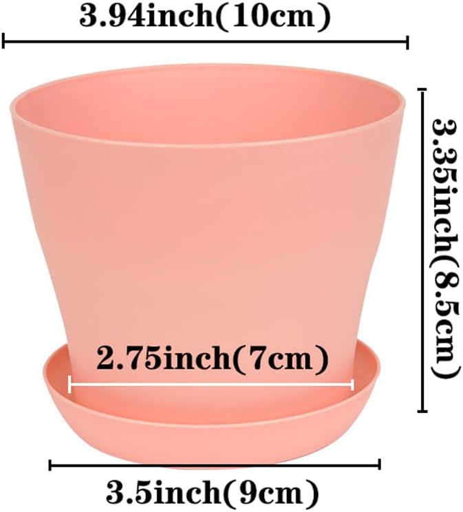 50 Pack 4 Inch Plant Pots Bulk Small Plastic Planters Pots with Drainage Holes Flower Pot for Succulent, Cactus, Herb, African Violet (50pcs-Pink, 4Inches)