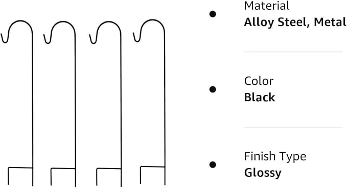 Ashman Shepherd's Hooks 35 Inch (40 Per Pack), Black, Made of Premium Metal for Hanging Solar Lights, Bird Feeders, Mason Jars, Christmas Lights, Lanterns, Garden Stakes and Wedding Décor.