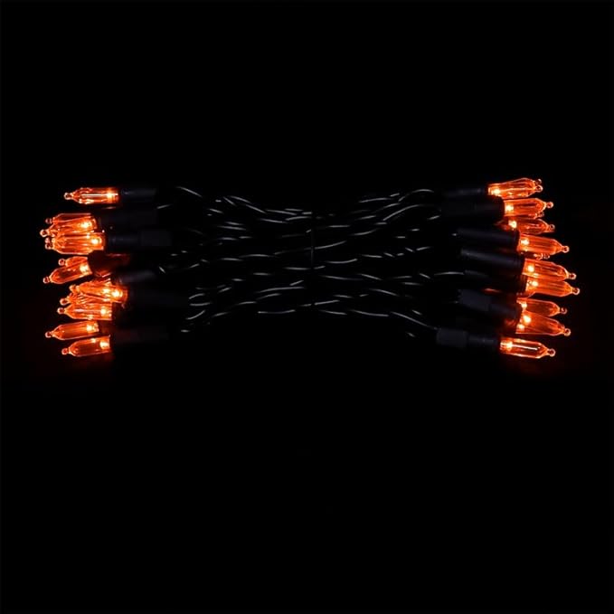 Orange LED Halloween Lights - 35 Count Orange Christmas String Lights for Small Tree, Crafts, Holiday, Indoor/Outdoor Halloween Decorations, 11 Feet Black Wire, UL Certified, Connectable