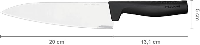 Fiskars Hard Edge Large 7.9" Chef Knife - Japanese Stainless Steel Blade Stays Sharp for Everyday Use - Non-Slip Handle for Effortless Cutting - Dishwasher Safe