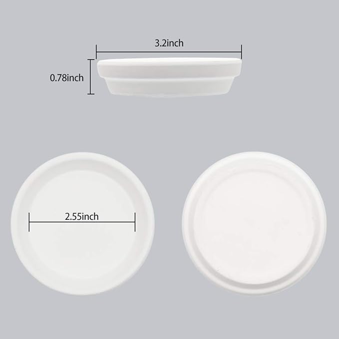 24pcs Terra Cotta Saucer, 3.2-inch Small Mini Clay Pots Tray, Suitable for 3inch, 2.5inch, 2inch Succulents Nursery Pots(White)