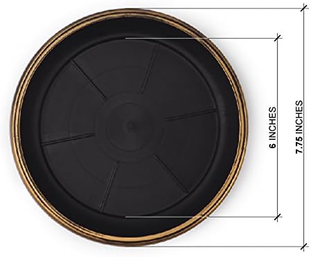 7" Decorative Heavy Duty Tray/Saucer (2 Pack) Rustic Medieval/French Country Look, Pot/Planter Base for Indoor/Outdoor Decor (7 inches, Gold)
