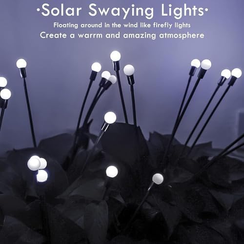 OZS 4Pack 32LED Solar Garden Lights - Solar Lights Outdoor, Solar Firefly Lights, Solar Swaying Light, Sway by Wind, Solar Fairy Lights Waterproof for Garden Patio Pathway Decoration(Cool White)