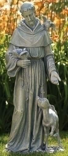 Joseph's Studio by Roman, 36.5" H St. Francis with a Fawn Garden Statue, Religious Outdoor Decor