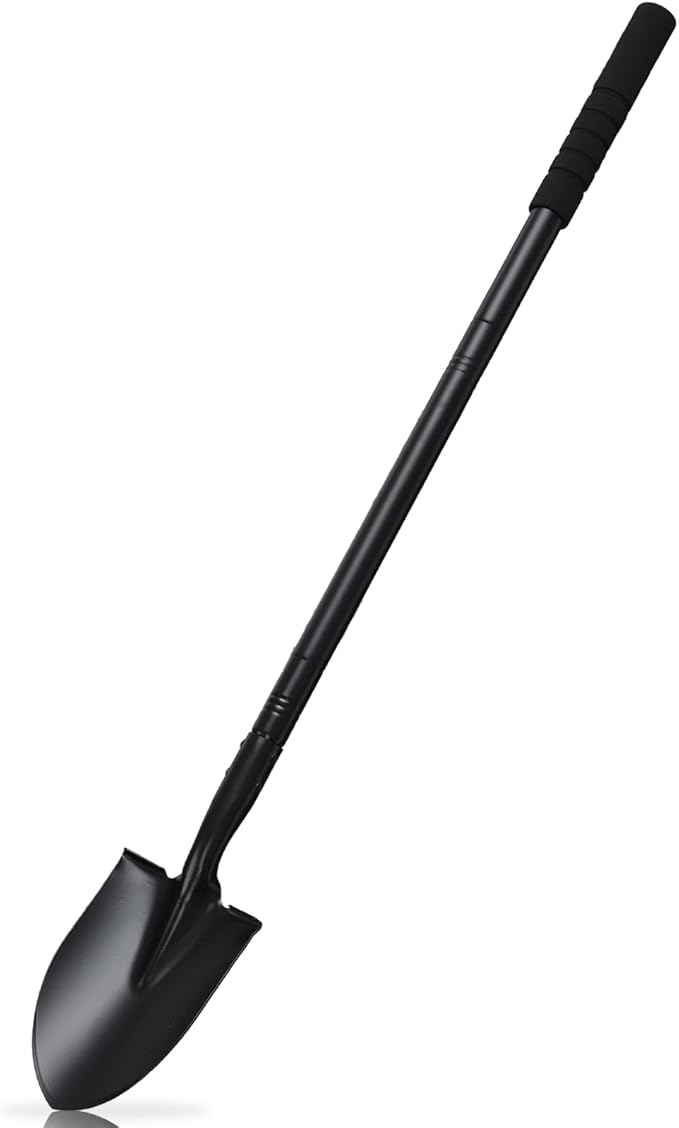 43.7Inches Spade Shovel Small Trench Shovel with Heavy Duty Steel Handle Garden Tools, Small Shovel for Digging Gardening Camping Yardwork Car Shovel, Black