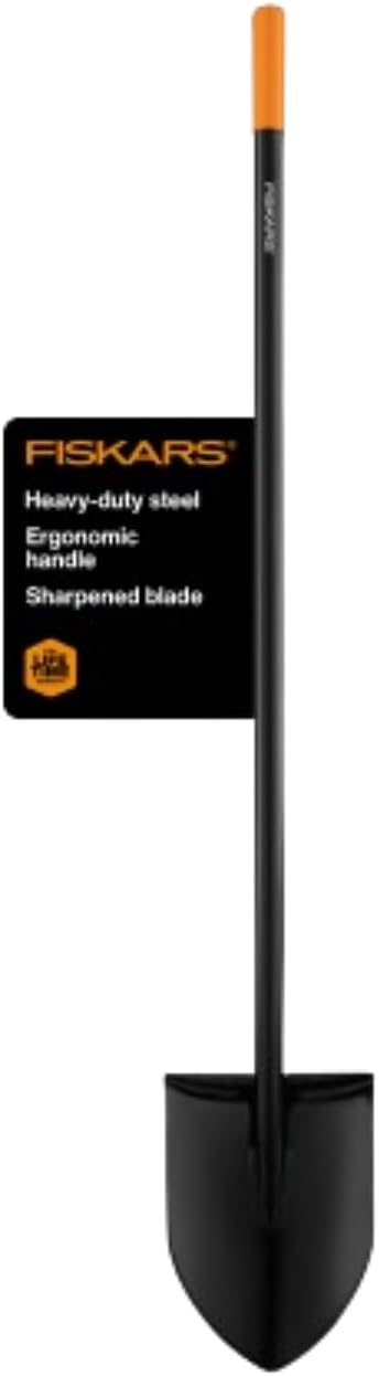 Fiskars Garden Shovel for Digging, Heavy Duty Steel Gardening Tool with Straight Handle