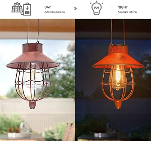 YAKii 12 Pack Solar Lantern Hanging Waterproof Outdoor Metal Solar Lamp with Warm White Light Decorate for Yard Garden Pathway Patio Porch Decor (Red)