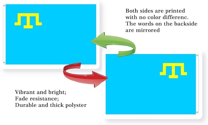 Crimea Tatar Flag 3x5FT Crimean Tatars Polyester Banner With 2 Grommets Fade Resistant Vivid Color For Patriotic Festival Events Party Decoration (Crimean Tatars, 3x5FT)