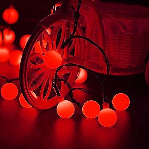 Globe Ball Fairy Lights, 50 LEDs 23ft/7M Solar Led Globe String Lights Waterproof with Two Lighting Modes for Garden Outdoor Party Christmas Decoration (Red)