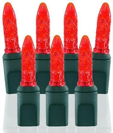 Pro Christmas M5 LED Holiday Lights - 70 Bulbs, 23.3ft - Professional Grade Indoor Outdoor Diamond Cut Sparkle Light Strings for Home Decorations and Christmas Trees - Red