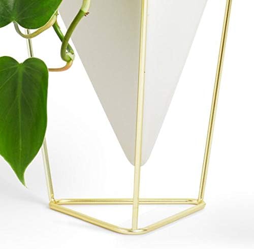 Umbra - 1004372-524 Trigg Desktop Planter Vase & Geometric Container-for Succulent, Air, Mini Cactus, Faux Plants and More, Desk, White/Brass