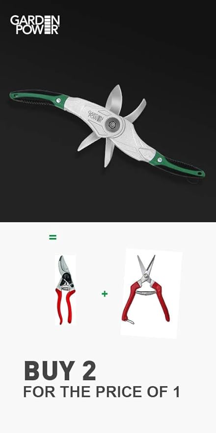 Bypass Pruning Shears 2 in 1 Multi-Cutter, Unique Lock Allows Switching Between Pruner and Shear Snipping. 1/2 Inch Cutting Capacity. Garden Clippers, Pruners for Gardening Heavy Duty