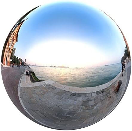 Nerien Gazing Ball, Stainless Steel Garden Mirror Globe, Polished Ornament Sphere, Hollow Floating Reflective Hemisphere, for Home Outdoor Pond Housewarming Swimming Pool Decoration, Silver, 5Pcs Mix