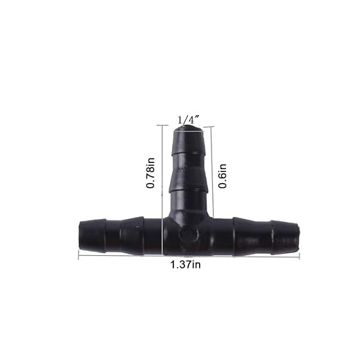 Barbed Connectors Drip Irrigation, 1/4" Universal Barbed Tee Fittings(100pcs 1/4" Tee Fittings)