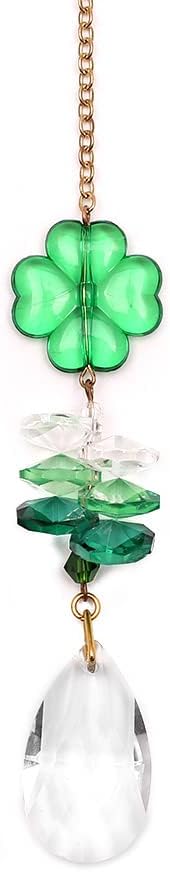 Crystal Hanging Decorations-Hanging Ornament Crystals with Leaf Clover Suncatchers with Crystal Ball for Home, Office, Garden and Festival Decoration