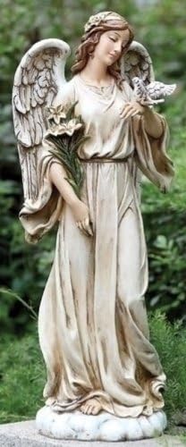 Joseph's Studio by Roman, 24.5" H Angel with A Dove Garden Statue, Religious Outdoor Decor