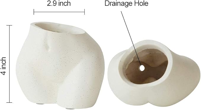 FROZZUR Mini Female Body Shaped Resin Planter, 5 in Diameter, with Drainage Holes, for Indoor or Outdoor Plants