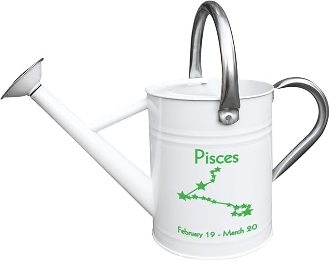 Metal Watering Can for Outdoor and Indoor Plants, Watering Can Decor, 1 Gallon (Pisces)