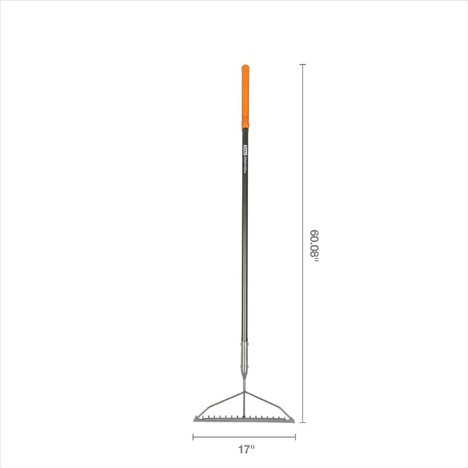 Fiskars 60" Pro Garden Rake for Soil with Lightweight Aluminum Handle, Heavy Duty Gardening Tool